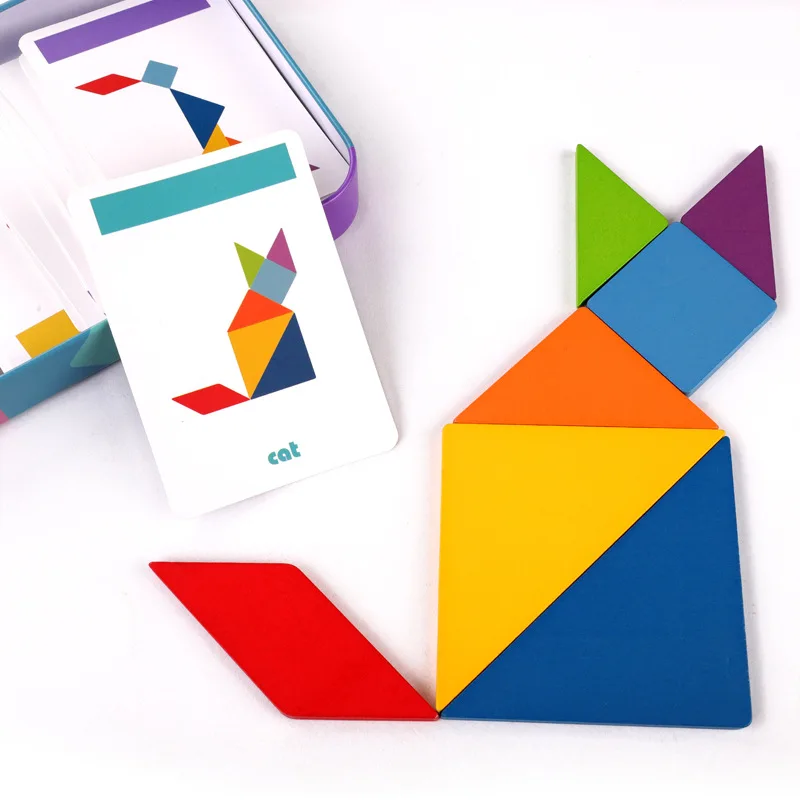 Drewniane puzzle dla dzieci, z serii zabawek edukacyjnych Montessori. Przeznaczone od przedszkola do 100 lat.
Tangram to klocki edukacyjne, gra logiczna, zabawka na dla dzieci.