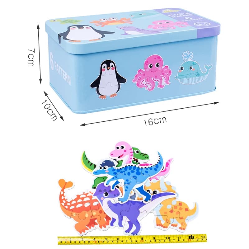 Montessori puzzle 3D w różnych kształtach - zwierzęta, autka 🧩