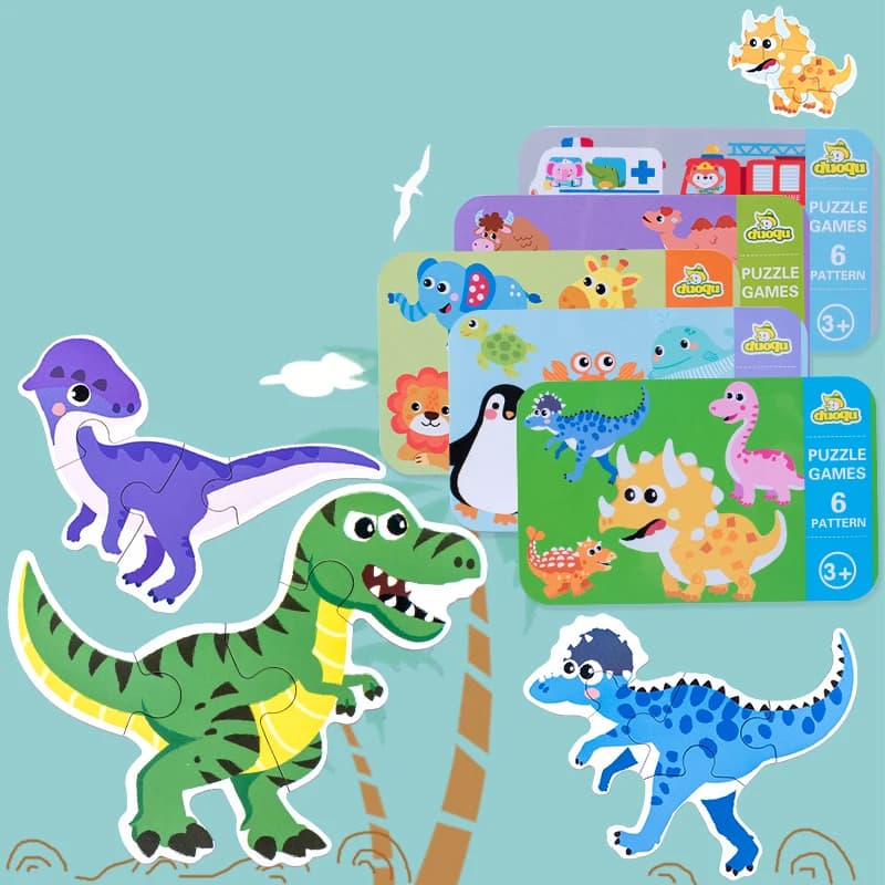 Montessori puzzle 3D w różnych kształtach - zwierzęta, autka 🧩