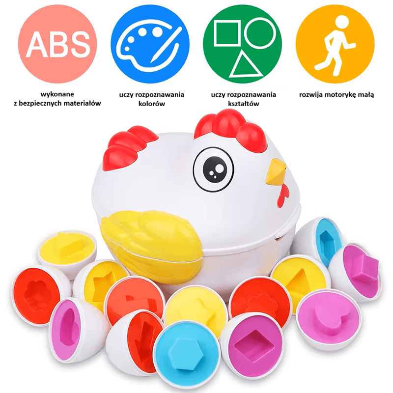 12 pasujących jajek Montessori
Sensoryczna zabawka dla maluchów.
Nauka kolorów i kształtów.
Sorter edukacyjny to doskonała zabawka dla dzieci.