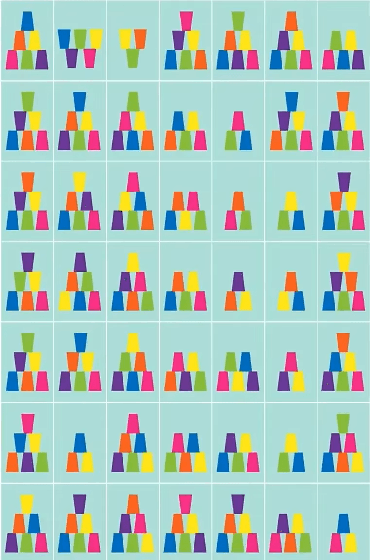 Zabawka Montessori – gra w układanie kubeczków z kartami edukacyjnymi, rozwijająca zdolności intelektualne, poznawanie kolorów oraz logiczne myślenie u dzieci.