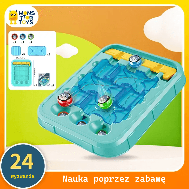 Edukacyjna zabawka dla dzieci – labirynt z kotkiem, łamigłówka rozwijająca IQ, gra planszowa Montessori, ćwiczenie planowania i logicznego myślenia, prezent dla dzieci