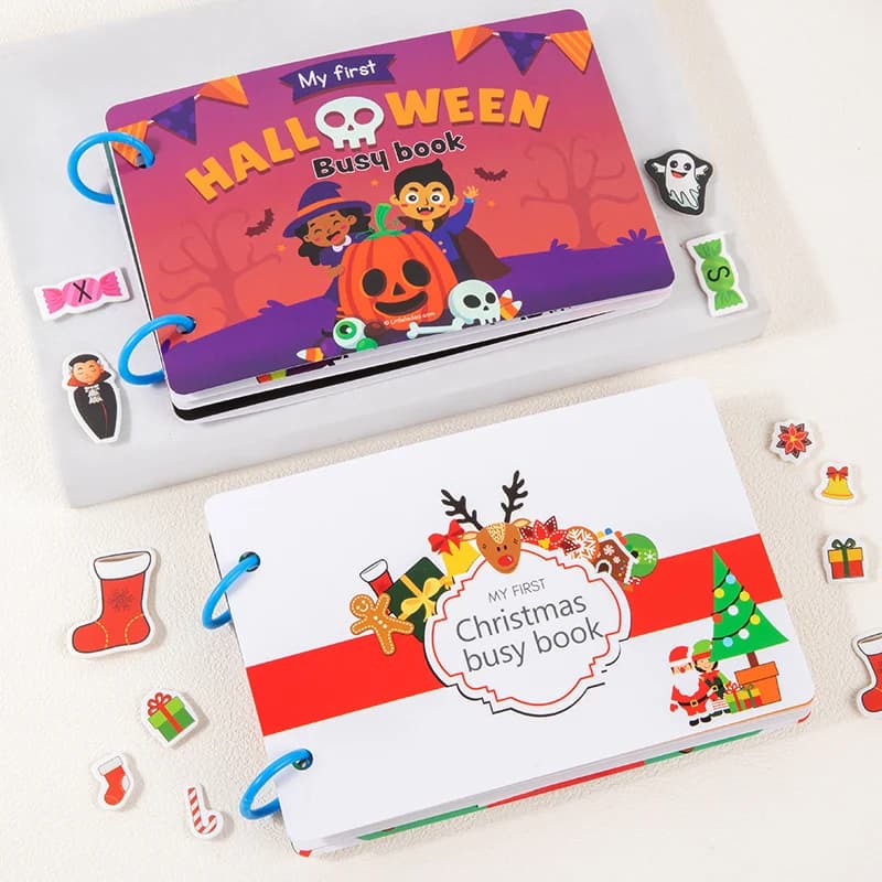Montessori książeczka sensoryczna dla malucha - na Halloween i Boże Narodzenie🎁